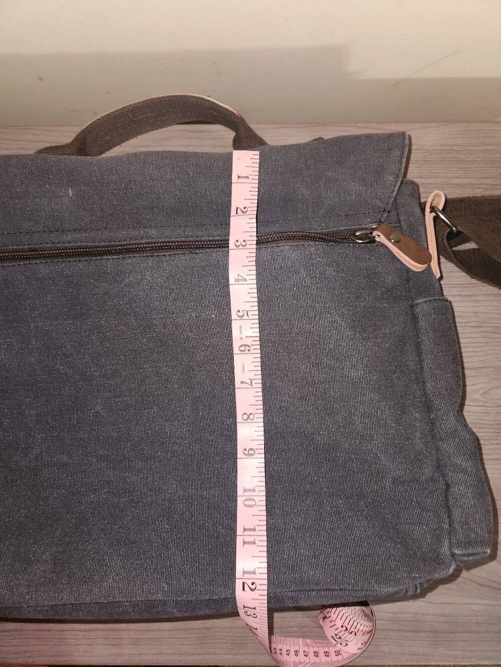 Gray Canvas Messenger Bag for Men - Casual Everyday Work Bag